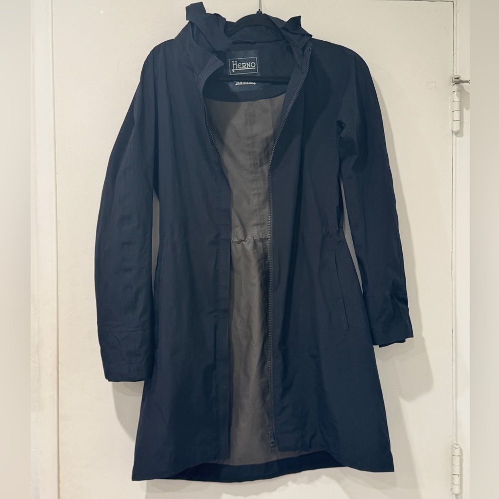 Herno Navy Blue Trench Coat